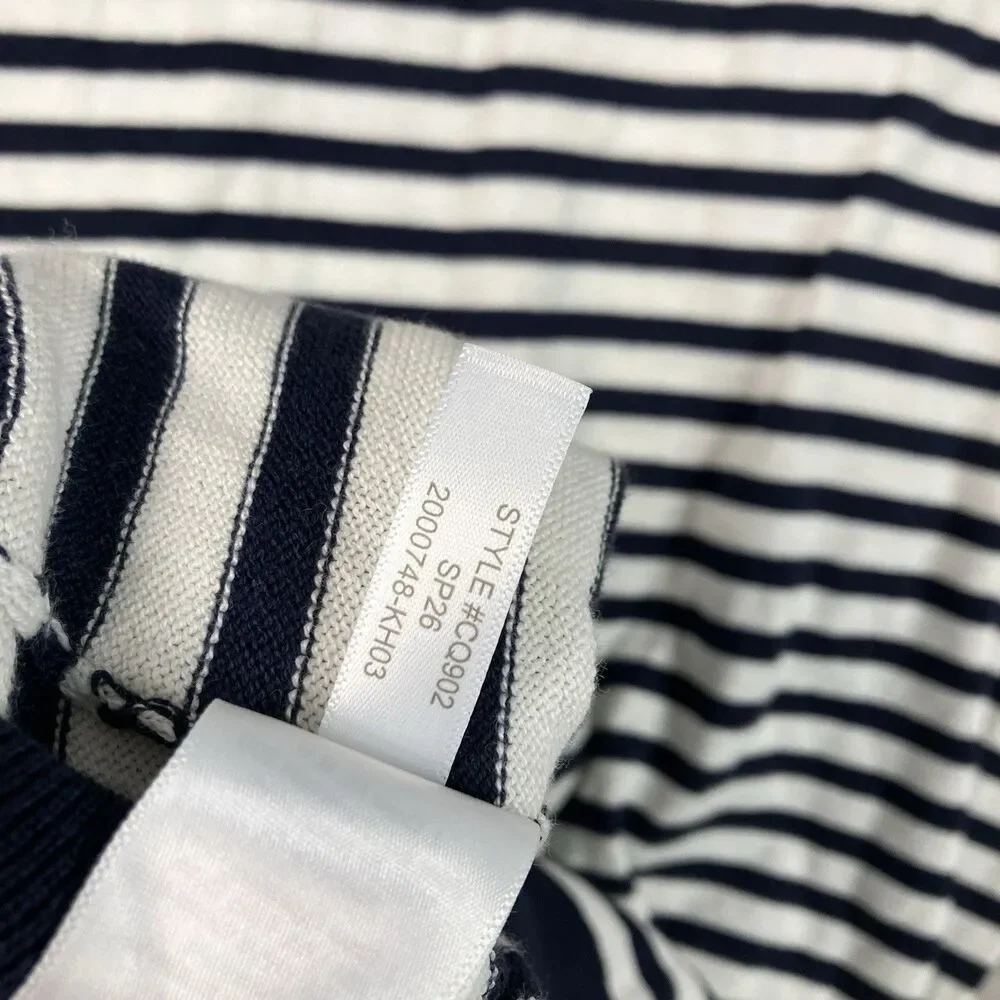 J Crew Johnny Collar Sweater Polo Mens M Navy White Stripe Cotton Long Sleeve
